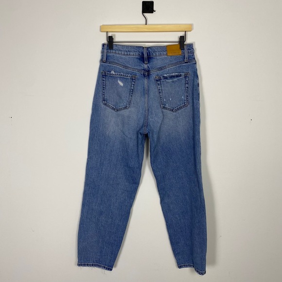 Evereve High Rise Distressed Straight Leg Jeans Size 28‎ Blue Cotton Blend - Picture 5 of 6
